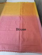 Rainbow Mul chanderi saree with lace borders- MSF9054