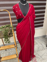 Georgette saree with scalloped border FCAD146