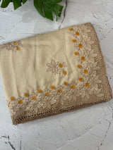 Soft crepe tussar silk saree with embroidery and cutwork MSH207