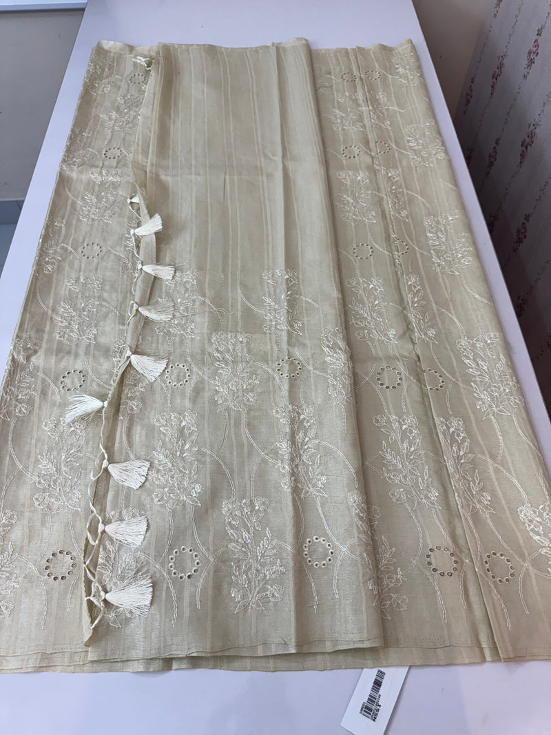 Blended soft tussar saree with embriodery - MS14997 - Offwhite
