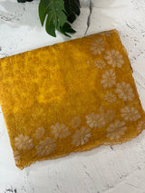 Semi Soft Organza saree with thread work and applique borders - MCW666 Mustard