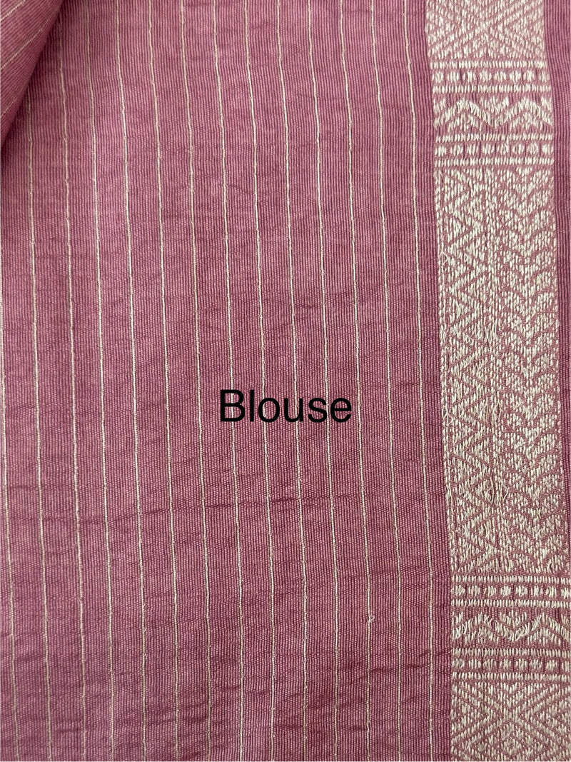 Banarasi semi katan saree in silver zari MS14667- Pastel OnionPink