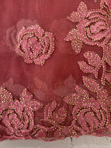 Soft Crush Organza-Chiffon saree with embroidery and cutdana work - MOS5785