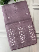 Kota checks saree with embroidery SVTS34 - DuskyLavender