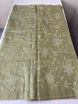 Tissue Silk applique work saree MSH133 Design 2- LightGreen