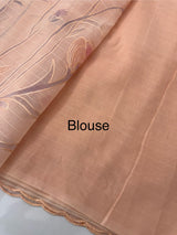 Soft Moonga checks saree with prints and embroidery MSH154 - Peach