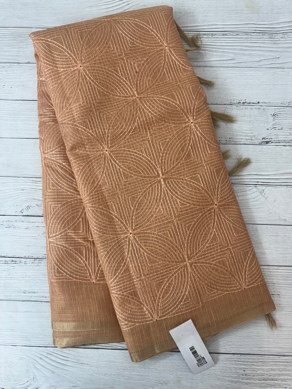 Tissue Silk embriodery saree MS49888 - Peach