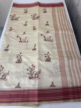 Blended tussar silk saree with embroidery- MSH490