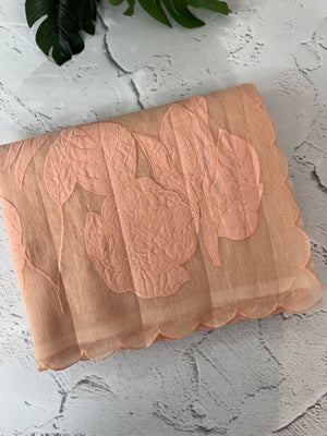 Jute linen saree with applique work MSH152 Peach