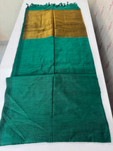 Plain Khadi cotton saree MS33455 TealGreen