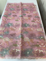 Organza saree with embroidery - MOS390 PastelPink
