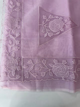 Viscose Organza saree with applique work-MSH101 Lavender