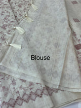 Jute tussar silk saree with cutwork & embroidery MS40414