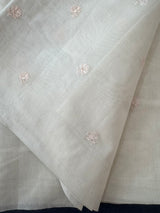 Mul chanderi saree with embriodery MSH114 - Pastel Peach flowers