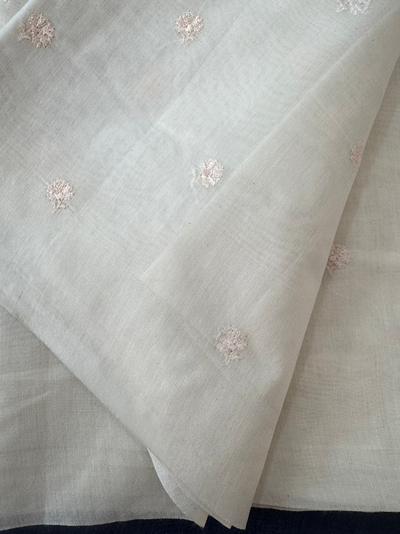 Mul chanderi saree with embriodery MSH114 - Pastel Peach flowers