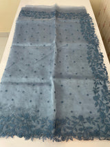 Tissue Organza saree with embriodery MS14638 DuskyBlue