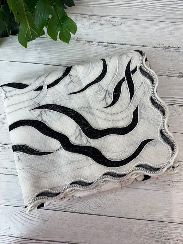 Kota silk embroidery saree  MSH125 - Black & White