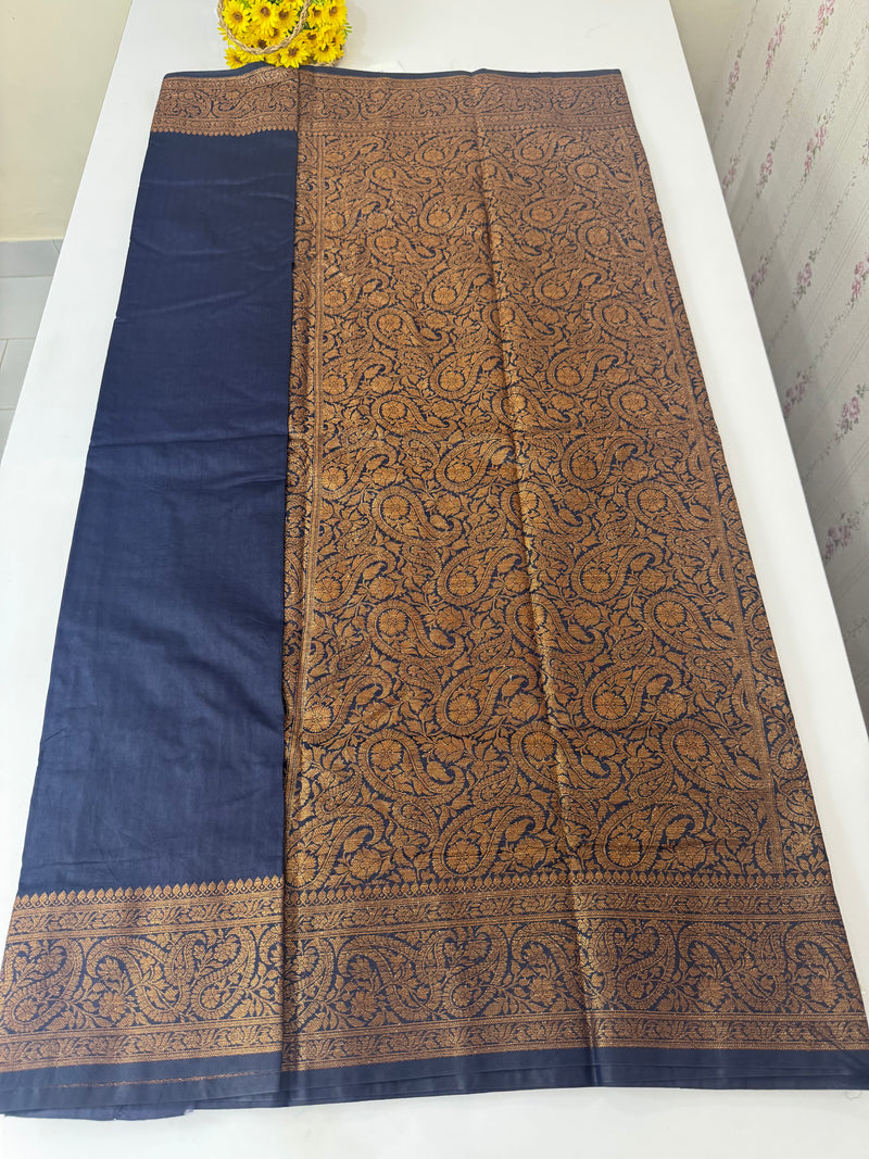 Banarasi warm silk saree with brocade blouse MS12165 DarkBlue
