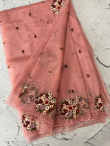 Glass tissue organza saree with embroidery MSF130