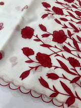 NetKota Applique work saree  MSH141- White & Red