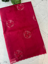 Organza saree with embroidery - MSH375 CrimsonPink