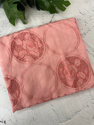 Tussar chanderi cutwork saree MSTC121 PeachPink