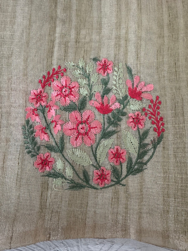 Blended tissue tussar saree with embriodery - MS8945