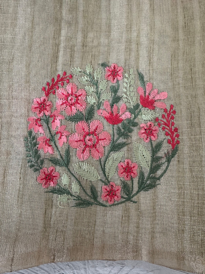 Blended tissue tussar saree with embriodery - MS8945