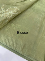 Soft Crush Organza Applique work saree with tissue applique work MS14978 Green