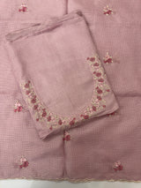 Unstitched Silky Kota Set with embroidery- MK66 PastelOnion