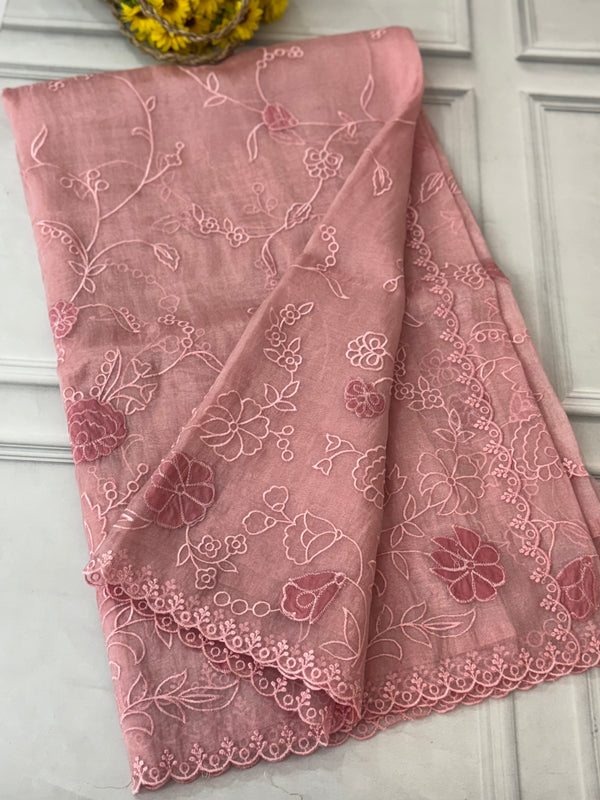 Tissue Organza Applique work saree MS14053