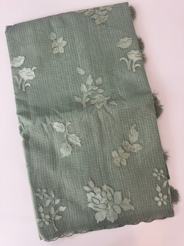 Silky kota embroidery saree  MSK890 JadeGreen