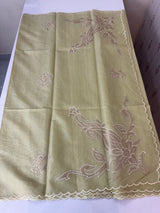Soft tissue kota checks saree with applique work (2)- MSH5407 LimeGreen