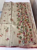 Pure desi tussar silk saree with kanta border- MTSB6