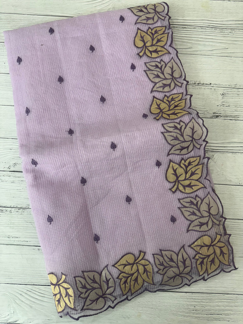 NetKota saree with Applique border  MSH131- Lavender