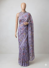 Kota silk saree with digital prints and embroidery MSH155- Lavender