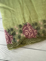 Crush Organza cutwork & embroidery saree MS7544 - Green