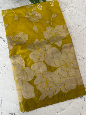 Double shade Semi organza saree with appliqué work - MSH949