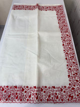 Kota silk saree with embroidery MSB643 OffWhite & Red