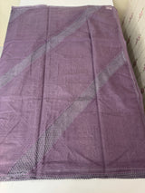 Supernet saree with crochet work and lace border MCJ5433 -Mauve(Design - Diagonal Crochet)