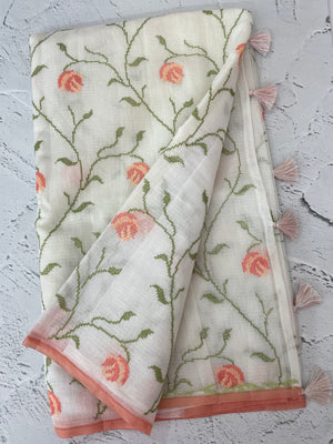 Soft Netkota saree with cross stitch embroidery MSH210