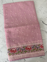 Semi linen saree with embroidery- MS15167
