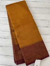 Semi silk saree with checks zari weaving MS81543- Mustard to Maroon