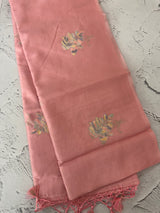 Tussar finish soft silk saree with thread embroidery MTS568 PeachPink