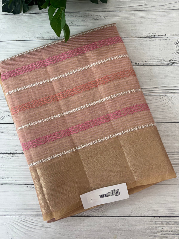 Tissue silk saree MTTS78 - PeachPink