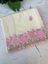 Mul chanderi embriodery saree with scalloped borders MSH176