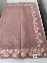 Soft Organza saree with thread work and tissue applique borders - MCW605 PowderPink