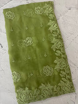 Soft Crush Organza-Chiffon saree with embroidery and cutdana work - MOS5785