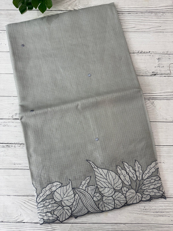 Soft kota silk saree with embriodery MS15031- Grey
