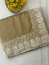 Crush Organza embroidery saree MS9739 Beige